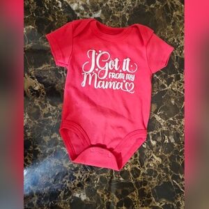 Red Baby Onesie - "I Got It From My Mama" 6-9M